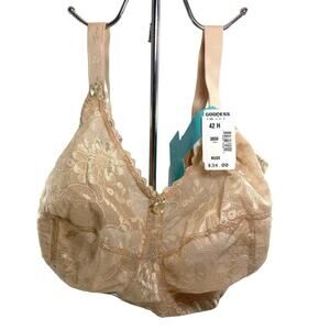 Goddess Floral Lace Soft Cup Style 3050 Nude Size 42H NWT Bra
